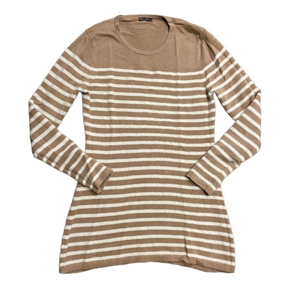 J. McLaughlin Sweater Stripes Cotton Wool Blend Size Medium - Picture 6 of 6